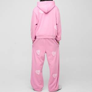 Survêtements roses très vendus Logo de broderie personnalisé pour hommes Streetwear Survêtements très exigeants pour l'hiver Respirant personnalisé - Product Image 4