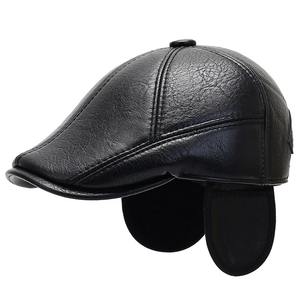 Bérets d'hiver en cuir véritable de qualité supérieure pour hommes, protection chaude des oreilles, casquette décontractée en gros pour les loisirs de plein air, chapeau de papa - Product Image 1