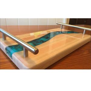 Plateau de service en bois et résine en forme de Rectangle avec poignée en métal pour hôtel plateau à fruits en bois au Design Unique pour la décoration de la maison - Product Image 6