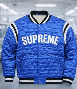 OEM Men Custom Made Quilted Varsity Bomber Jacket <b>Padded</b> Satin Baseball Jacket Snap Button Closure, Ribbed Collar, - Product Image 2