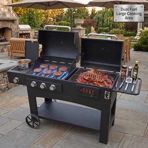 Nuovo Barbecue Professionale 2-in-1 a Gas e Carbone, Grande <span class=keywords><strong>Griglia</strong></span> Multifunzionale in Acciaio al Carbonio <span class=keywords><strong>per</strong></span> Giardino Esterno - Product Image 1
