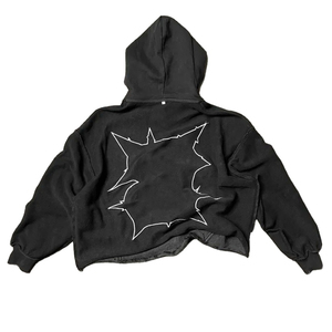 Sweat à capuche pour homme, effet vieilli, brodé, hiver, 100% coton mélangé polaire, coupe décontractée ample, léger, impression numérique, avec poche - Product Image 4