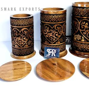 โกศไม้ทรงกลมรักษ์โลกสำหรับสัตว์เลี้ยง  งานฝีมือแกะสลักลายดอกไม้  ปรับแต่งได้  สำหรับใช้ในบ้าน  ทุกชนิดของสัตว์เลี้ยง - Product Image 3