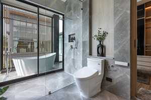 แผ่นไม้อัดโปร่งแสงสีเทาเงินธรรมชาติ100% แผ่นไม้อัดหินที่มีความยืดหยุ่นปรับแต่งได้สำหรับการตกแต่งภายในรูปแบบบล็อกหินอ่อนธรรมชาติ - Product Image 4