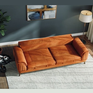 ชุดโซฟาหุ้มเบาะหรูหราทันสมัย เก้าอี้นวมสำหรับห้องนั่งเล่น เฟอร์นิเจอร์อพาร์ทเมนต์ ขาไม้ โซฟาผ้า ใช้ในโรงแรม รับผลิตแบบ OEM - Product Image 2