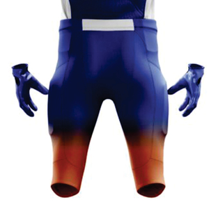 Uniforme de football pour hommes Maillot et pantalon de football américain personnalisé orange et bleu Ensemble matériel sublimé équipe en sergé - Product Image 4