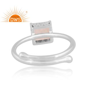 Anillo cuadrado apilable de piedras preciosas de piedra de luna de arcoíris Natural de Plata de Ley 925, joyería personalizada para mujer, regalo para ella - Product Image 4