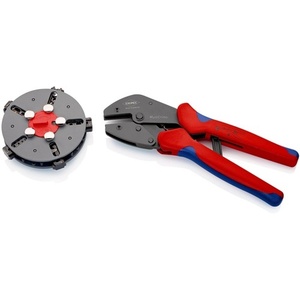 Alicates de crimpado multiusos KNIPEX de 250 mm de longitud con 5 matrices intercambiables para gestión de cables y accesorios - Product Image 1