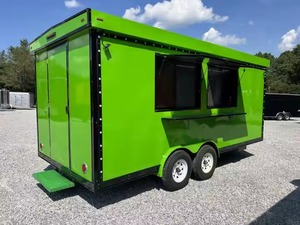 Green Modern Stainless Steel Mobile Food Trailer Fully Equipped Vending Concession Truck Double Axle Serving Window for Events - Product Image 2