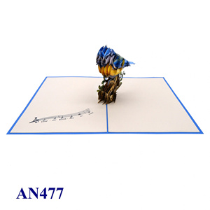 Meilleures ventes Carte pop-up 3D Oiseau bleu Design personnalisé Artisanat animal Décoration de la maison Mariages Fête des mères Artisanat en papier fait main - Product Image 4