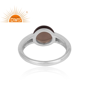 Best Selling Fine Sterling Silver Natural Smoky <b>Quartz</b> Gemstone Stackable <b>Ring</b> Custom Jewelry Manufacturer - Product Image 4