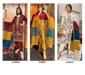 Renard lourd multicolore Salwar Kameez avec broderie et dentelle fantaisie par Dhwaja Export pour les femmes Vente en ligne - Product Image 5