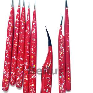 Pinzas para pestañas con revestimiento de nuevo diseño, pinzas para extensión de pestañas de acero inoxidable sostenible con logotipo, calidad superior, OEM - Product Image 6