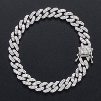 Bracelet cubain 9 mm serti de zircons, simple rangée, style minimaliste hip-hop, bijou tendance pour hommes et femmes