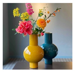 Vase à fleurs en fer vintage avec glaçure verdigrisée, style moderne, pièce maîtresse décorative, décoration d'intérieur, vase artisanal pour mariage - Product Image 5