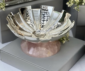 Bol de service en laiton pour la maison hôtel et restaurants ustensiles de cuisine bols de service au chocolat couleur argent bol en laiton et résine de forme ronde - Product Image 2