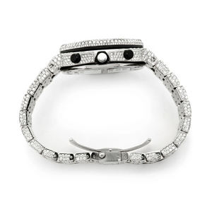 Montre en quartz moissanite tendance, sertie de pierres, avec cadran en verre, bracelet en acier inoxydable, design unisexe de luxe - Product Image 4