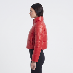 Bubble Puffer Winter Warm Hooded <b>Jacket</b> Women Fashion <b>Cropped</b> Coats Long Sleeve Outerwear Zipper Casual Parkas Padded Coat - Product Image 2