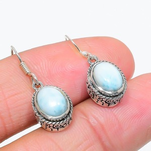 925 <b>Solid</b> <b>Silver</b> Classical <b>Earrings</b> Jewelry For Women 925 Sterling <b>Silver</b> Larimar Gemstone Boho Style Handmade <b>Earrings</b> Gift For - Product Image 2