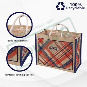 ถุงปอกระเจาธรรมชาติพร้อมที่จับเชือกถุงผ้าแคนวาสสุดหรูใช้งานได้ทุกวันดีไซน์พิมพ์ลายแบบกำหนดเองรีไซเคิลได้100% - Product Image 4