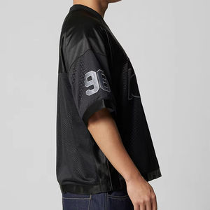 T-shirt de sport pour homme en maille de polyester respirante, coupe ample et surdimensionnée, avec logo personnalisé, impression sérigraphique, taille plus, tricoté court - Product Image 2