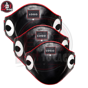 Protège-ventre de boxe en cuir noir et rouge, couleur personnalisée, absorbant les chocs, léger, pour l'entraînement de boxe, fabriqué au Pakistan, meilleur fournisseur - Product Image 3