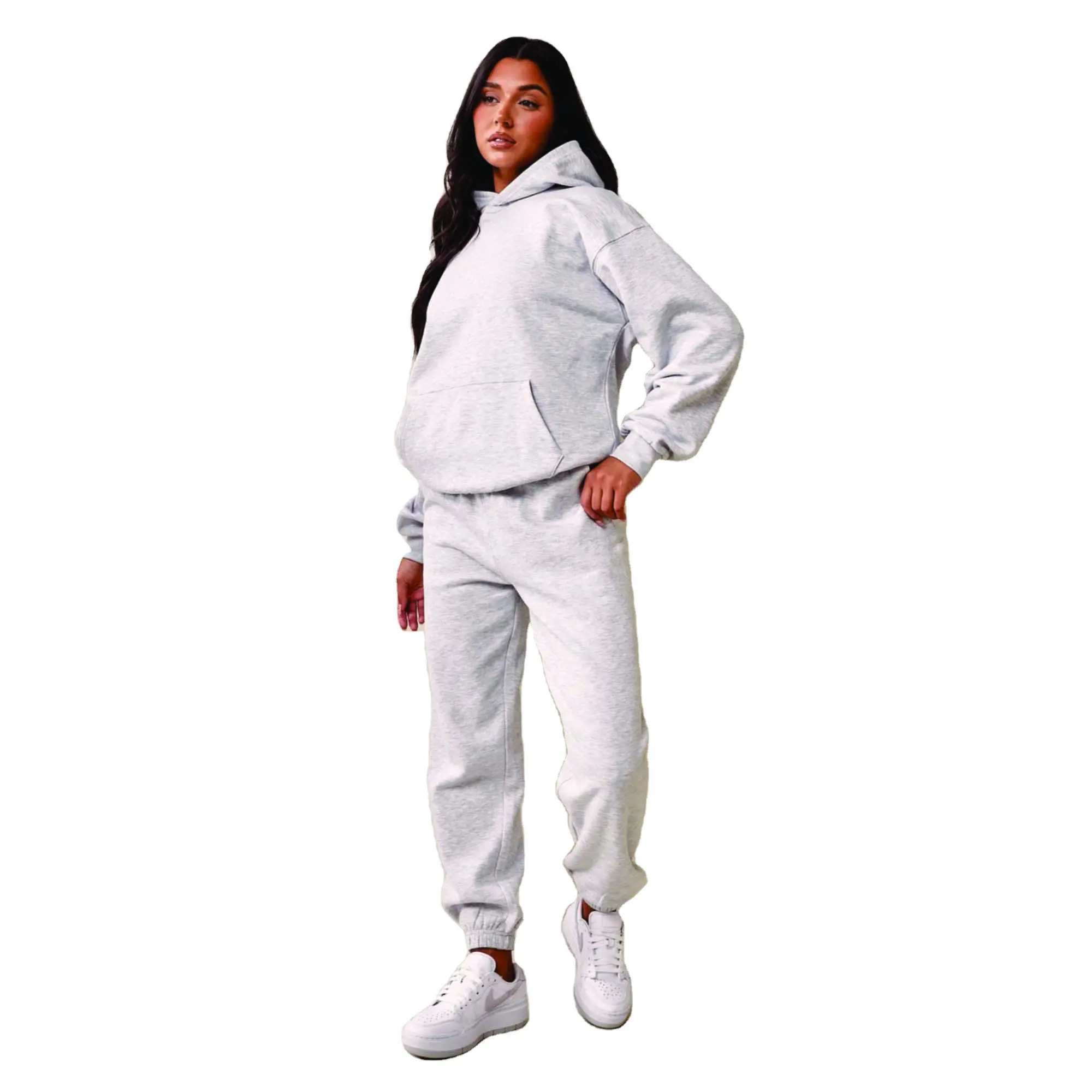Women Two Piece Pants Set Women Clothing 2023 Workout Joggers Sets Custom Women Cotton Tracksuits Pullover Hoodie with Pocket