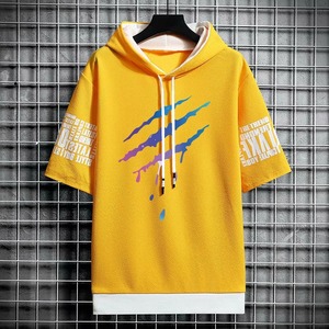 เสื้อยืดลำลองฤดูร้อนสำหรับผู้ชายเสื้อผ้าแนวสตรีทมีฮู้ดพิมพ์ลายกราฟิกมีฮู้ดโอเวอร์ไซส์เข้ายิมดีไซน์อนิเมะสไตล์เกาหลีสำหรับใส่เล่นกีฬา - Product Image 5