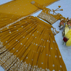 Designer Winter Wedding & Party Wear Lehenga Choli and Dupatta with Faux <b>Fur</b> - Product Image 1