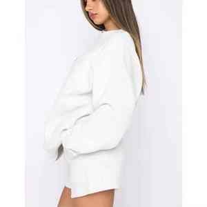 Femmes grande taille Spandex/Polyester col rond sweat genou short ensemble motif solide décontracté tricot tissu hiver tenue quotidienne - Product Image 6