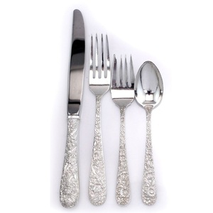 Elegante juego de cubiertos con mango tejido de caña de acero inoxidable de 4 cubiertos de la mejor calidad a precio mayorista - Product Image 6