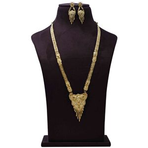 Vente en gros de colliers remplis d'or de la mode 14K 18K 24K, ensemble de bijoux longs de formation traditionnelle, ensemble de bijoux en laiton plaqué or de luxe. - Product Image 1