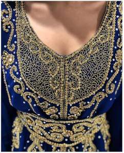 Vestido de noche elegante para mujer con bordado Antiestático de perlas de cuentas de malla de poliéster transpirable de longitud completa para fiestas de cóctel - Product Image 2