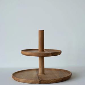 Support à gâteau en bois d'acacia tendance à 2 niveaux - Product Image 1