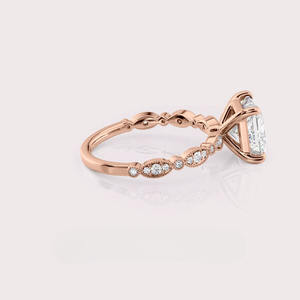 Elegante Anillo de Compromiso con Diamante de Corte Princesa Creado en Laboratorio en Oro Amarillo/Rosa/Blanco de 14K - Product Image 3