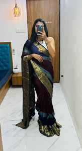 ผ้าส่าหรีผ้าฝ้ายผ้าไหมที่มีคุณภาพดีเยี่ยม - Product Image 4