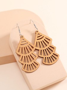 Pendientes Afro de madera Natural para mujer, aretes africanos de madera personalizados - Product Image 2