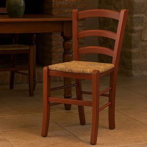 Sedia tradizionale color noce scuro con sedile in paglia di dimensioni 43x42x86 cm per uso domestico - Product Image 3