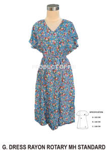 High Quality Fashion Women's <b>Modest</b> Winter Summer <b>Evening</b> Sleepwear <b>Dress</b> Woven Rayon Floral Pattern Short Sleeve Elastic Waist - Product Image 2