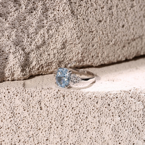 Aigue-marine CZ pierre ovale conception grappe Zircon bague bijoux 925 bague en argent Sterling en gros bijoux turcs - Product Image 4