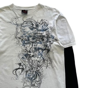 เสื้อยืดฮิปฮอปแขนยาวสองชั้นสำหรับผู้ชายเสื้อผ้าแนวสตรีทผ้าคอตตอนโอเวอร์ไซส์ - Product Image 3