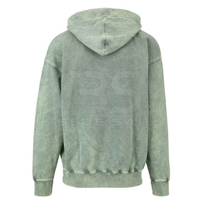 Sudadera con capucha lavado ácido para hombre con capucha con cordón y ajuste relajado para el uso diario Sudadera con capucha mezclada de algodón lavado ácido - Product Image 2