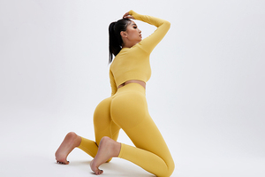 กางเกงเลกกิ้งผ้าไนลอนเอวสูงสำหรับผู้หญิงกางเกงออกกำลังกายเล่นฟิตเนสไร้ตะเข็บผ้าสแปนเด็กซ์มีกระเป๋า - Product Image 4