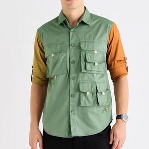 Cargo Flap Pocket Work Style T-Shirt Customized Mens Button Down Oversized Short Sleeve - Product Image 1