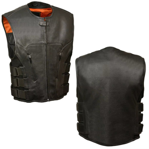 Gilet en cuir de moto design pour hommes, toutes tailles et couleurs disponibles, cuir véritable professionnel pour motocycliste, sans manches - Product Image 5