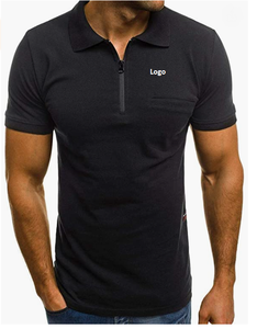 Men's Fashion Personality Casual Slim Short Sleeve Pockets 100 % Polyester <b>Polo</b> Shirt for Men - Product Image 2