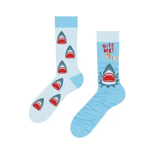 Colorful Embroidered Shark Print <b>Silk</b> <b>Socks</b> Breathable Knitted Daily Use One Size Disposable for Spring Season - Product Image 1