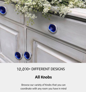 Meubles de luxe marocains glaçure ligne or royal bleu céramique armoire tiroir porte boutons et poignées poignée pour armoire et cuisine - Product Image 3