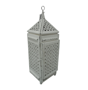 Fancy hecho a mano blanco con cobre acabado antiguo hierro redondo linterna vela soporte vela titular linterna al por mayor a granel - Product Image 3