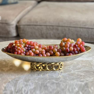 ชามตกแต่งทรงรี อลูมิเนียมคุณภาพสูง ดีไซน์หรูหรา ทันสมัย สีทองโบราณ สำหรับวางตกแต่งบ้าน - Product Image 1